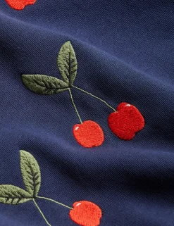 Cherry Broderad Sweatshirt Blå